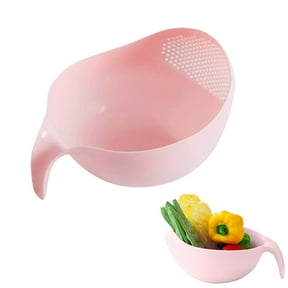 Rice Washer Strainer Bowl, Plastic Rinser With Side Drainers, Small Colander for Cleaning Fruits, Quinoa Rinser with Handle, Rice Washing Bowl, Food Drain Basket, Multi-Use Kitchen Gadget