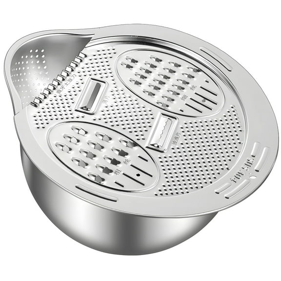 Rice Washer Strainer Bowl with Grater, 304 Stainless Steel Rice Strainer, Multitask Culinary Tool with Grater Plate for Quinoa and Vegetable Washing