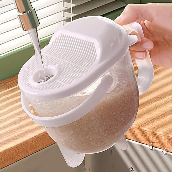 Rice Washing Bowl with Lid Kitchen Colander Strainer for Vegetables Fruit and Cooking Prep