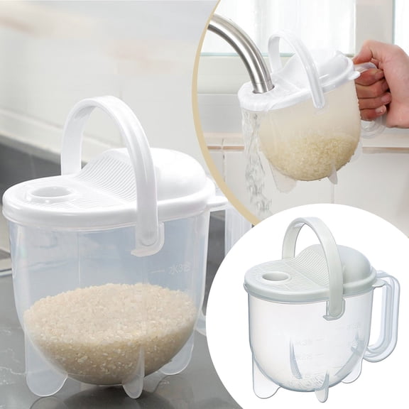 Rice Washing Machine | Hands-Free Rice Strainer Sieve | 14oz Capacity | Quick Water Drainage | Ergonomic Handle | Granular Food Washer | Kitchen Countertop Accessory | No Hand Washing | Easy Clean |