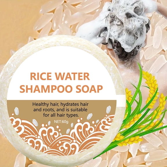 Rice Water Shampoo Bar for Hydration and Nourishment, Gentle Cleansing Solid Shampoo for Dry Hair, 60g Soap Bar, 1 Count