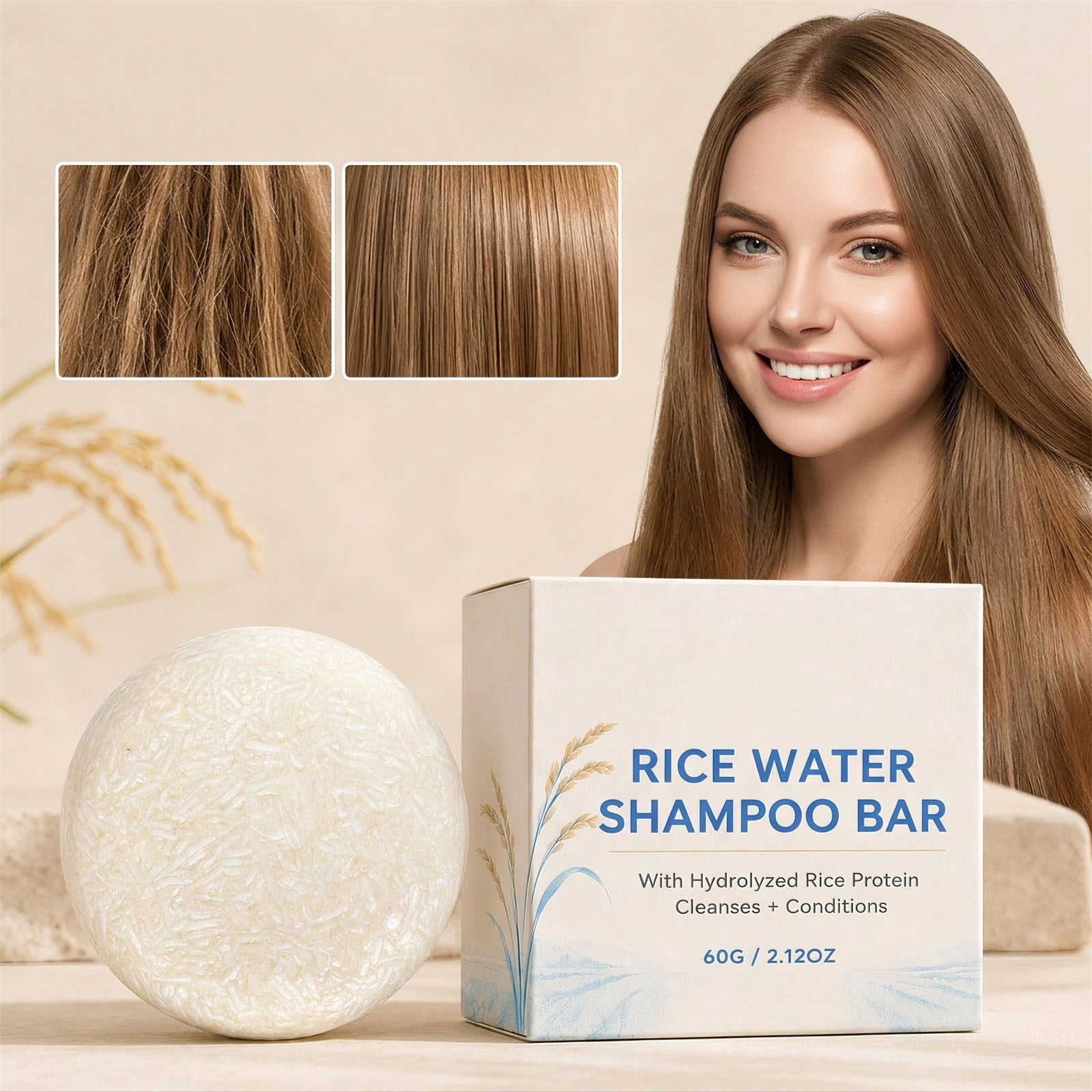 Weak Backpack Rice Water Solid Shampoo Bar, Strengthening Weak or Damaged Hair ...