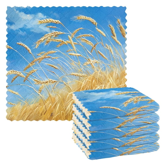 Rice Wheat Harvest Kitchen Towels 6 Pcs Dish Towels Absorbent Soft Quick Dry Towel Dish Rags for Washing Dishes
