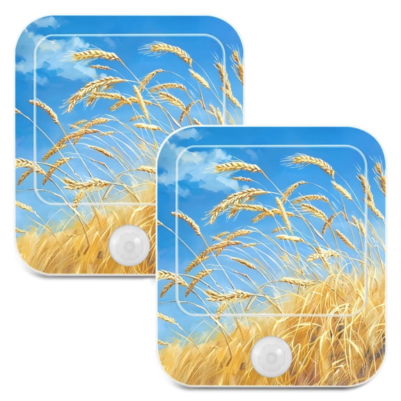 Rice Wheat Harvest Night Lights Plug into Wall LED with Auto Light Sensor Warm Light for Kids Hallway Bedroom Living Room Kitchen Bathroom Set of 2