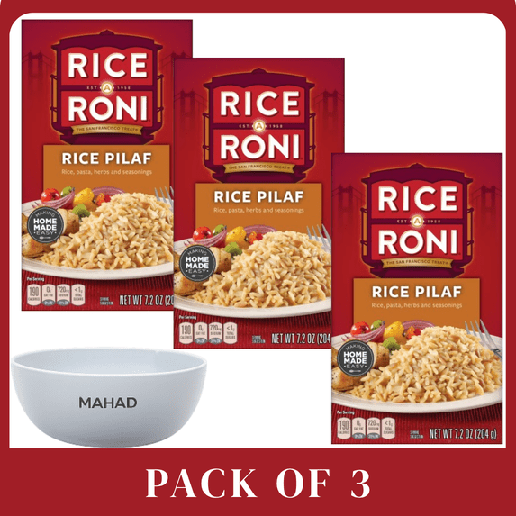 Rice a Roni Rice Pasta Rice Pilaf, 7.2 oz-3 pack-with Bowel by Mahad