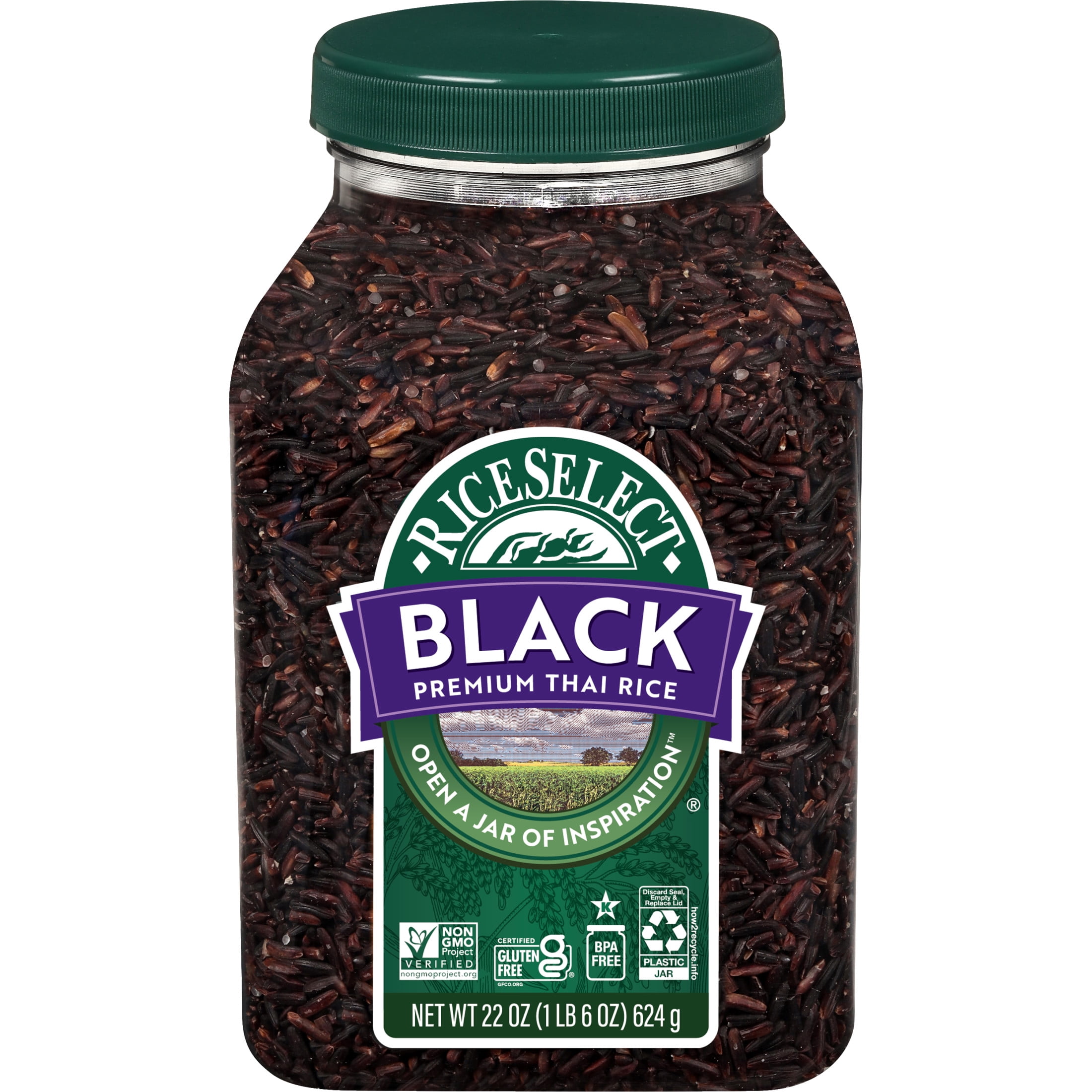 RiceSelect, Gluten Free Black Rice, 22 oz Jar, All-Natural
