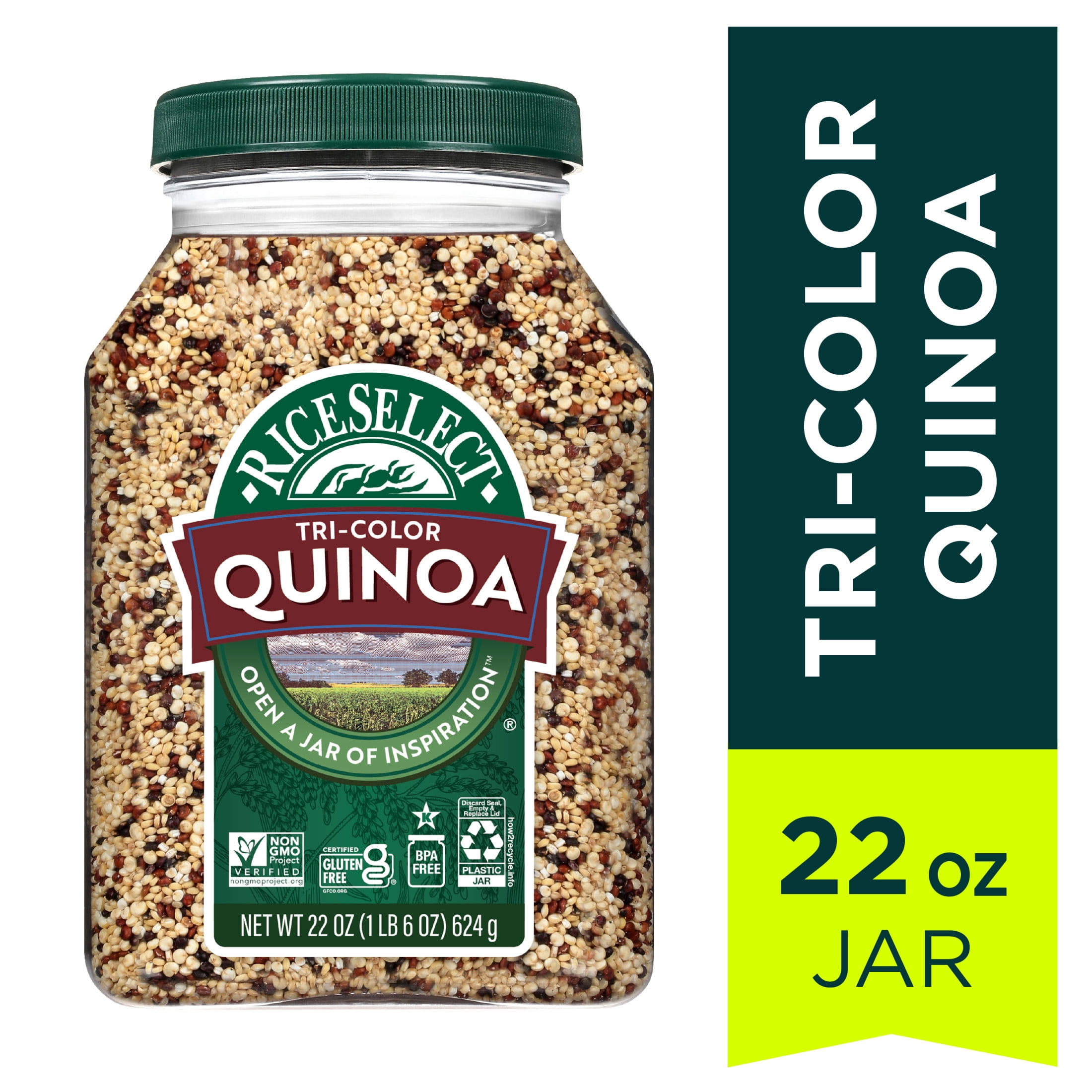 RiceSelect Tri-Color Quinoa, Gluten-Free, Non-GMO, 22 oz Jar