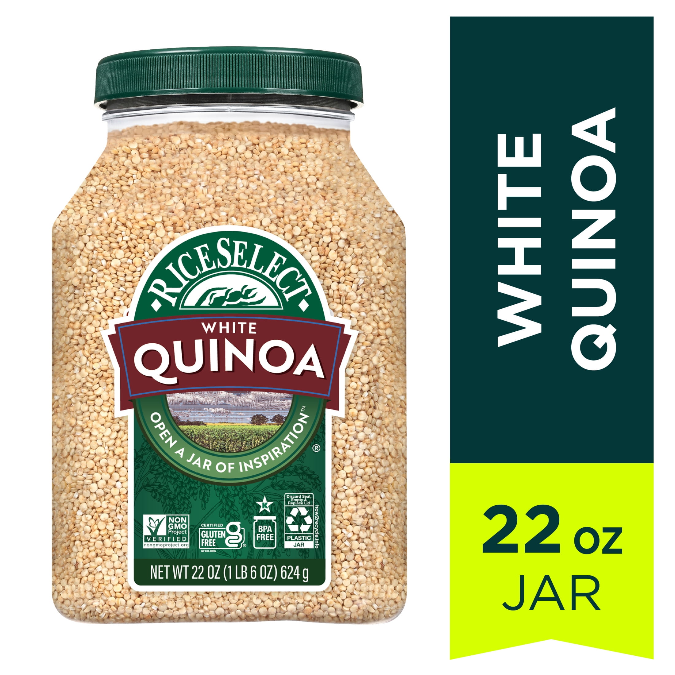 RiceSelect White Quinoa, Gluten Free, Non-GMO, 22 oz Jar