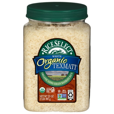 RiceSelect Organic Texmati White Rice, American-Style Basmati Rice, 2 lb Jar