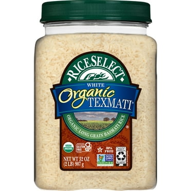 RiceSelect Organic Texmati White Rice, American-Style Basmati Rice, 2 lb Jar
