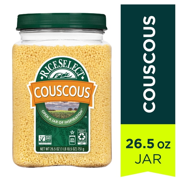RiceSelect Premium Original Couscous, Moroccan-Style Couscous, 26.5 oz Jar