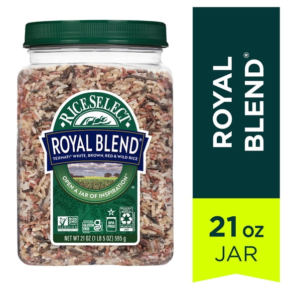 RiceSelect Premium Royal Blend Rice, Texmati Rice Blend, 21 oz Jar