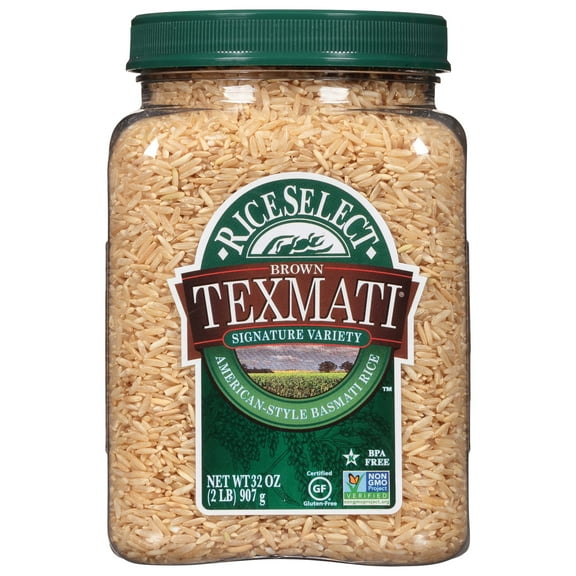 RiceSelect Texmati Brown Rice, American-Style Basmati Rice, 2 lb Jar