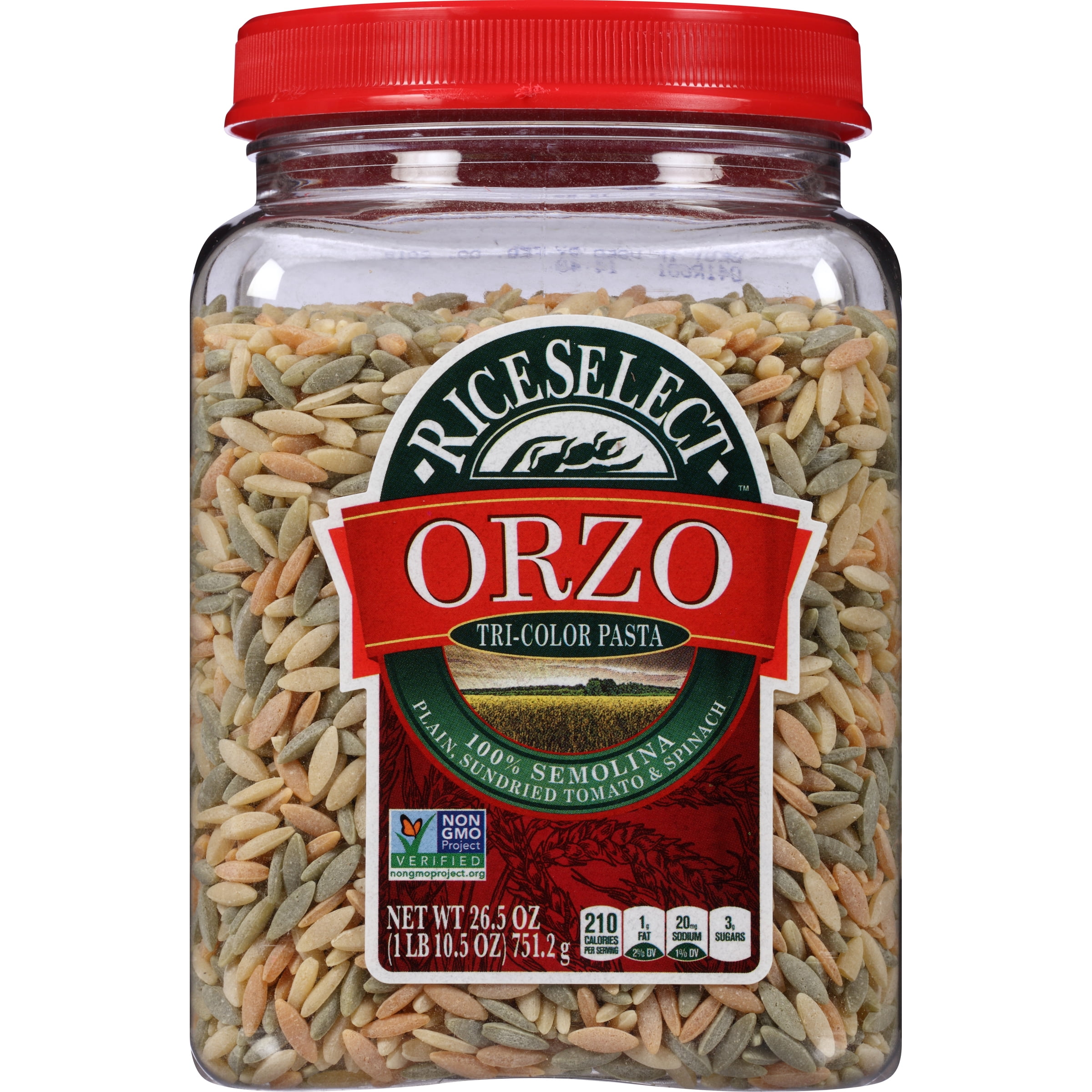 Colorful Orzo Rice RiceSelect Tri-Colored Orzo Pasta, Non-GMO, 26.5 oz Jar - Walmart.com