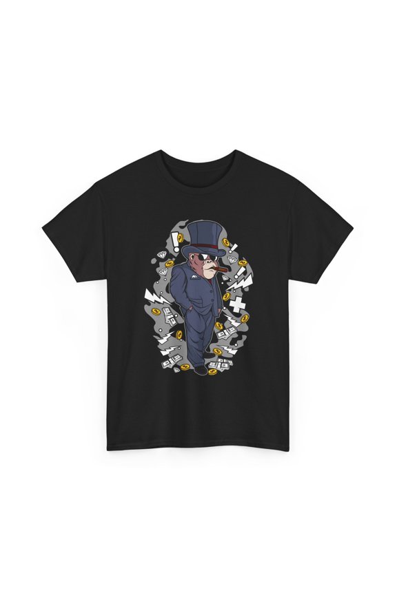 Rich Bear Cool T-Shirt | Bear Smoking Illustration, Graphic T-Shirt Gift, Cotton