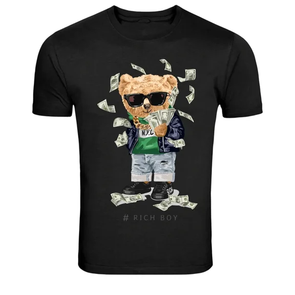 Rich Boy Bear NYC Money Drip Streetwear T-Shirt, for men & women, Size S-5XL