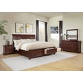 thumbnail image 1 of Rich Cherry Finish Storage King Curve Platform Bed 5pc Set Solid Wood Bedroom Furniture, 1 of 6