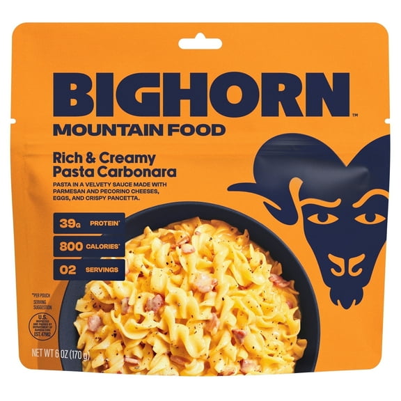 Rich & Creamy Pasta Carbonara, Freeze Dried Backpacking Meal, 2 Servings
