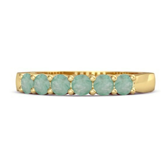 Rich Feel Eternity 0.12 Cts Emerald 925 Sterling Silver Gold Vermeil Stacking Women Valentines Day Gifts Ring