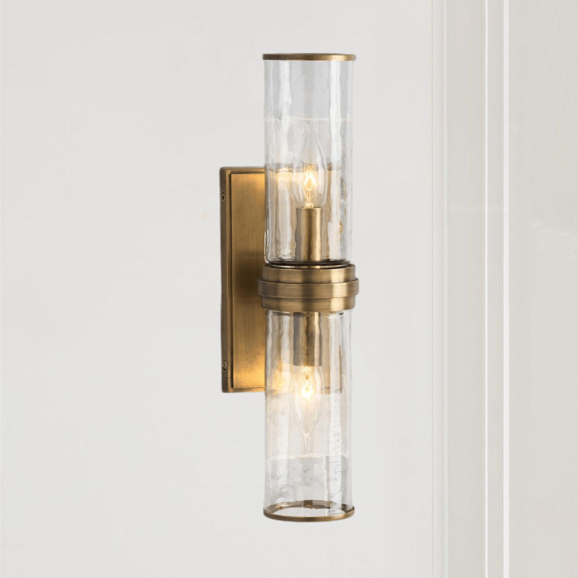 Rich Finishes Hammered Clear Glass Shades Candelabra Sconce,Wall