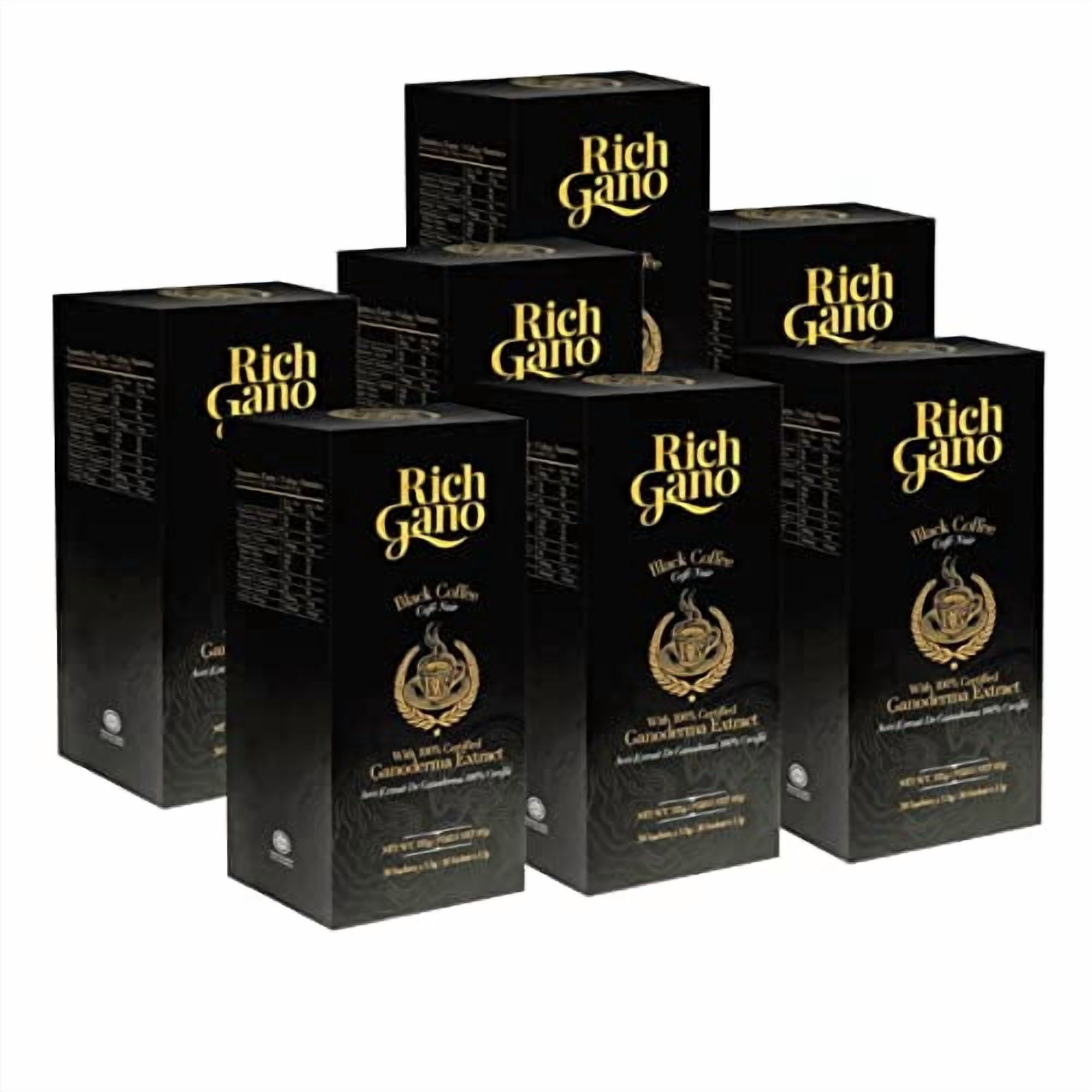 Rich Gano Mushroom Coffee – 210 Sachets Black Coffee with Ganoderma Extract – Non-GMO Vegan Friendly Instant Coffee Packets – Zero Jitters Immune Support Ganoderma Coffee