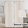 thumbnail image 1 of Rich Linen Curtains Semi-Sheer for Bedroom/Living Room|Rod Pocket Textured Flax Window Curtain Drapes, 2 Pack, 52 x 108 inch, Natural, 1 of 7