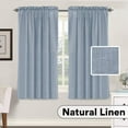 thumbnail image 1 of PrimeBeau Linen Semi-Sheer Curtains, Rod Pocket Textured Flax Window Drapes, 2 Pack, 52" x 63" inch, Stone Blue, 1 of 7