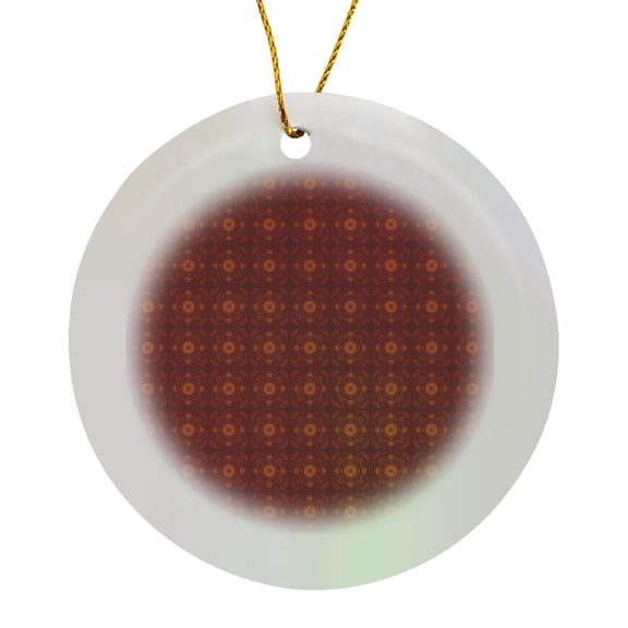 3drose, Rich Shades of Brown and Gold Checkered Abstract Flowers and Crosses Pattern, Circle Porcelain Ornament