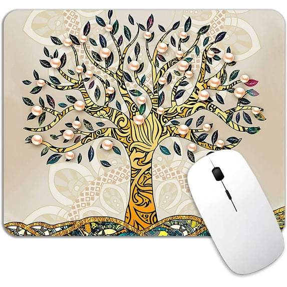 Rich Tree Mouse Pad, Life of Tree Mouse Pad, Modern Waterproof Anti Slip Personalized Design Rubber Mousepad, Mouse Pad for Laptop Computer PC, 9.5x7.9 Inch