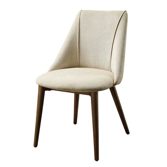 Rich Walnut Finish & Beige Fabric / Versatile for Interiors Side Chair Pair