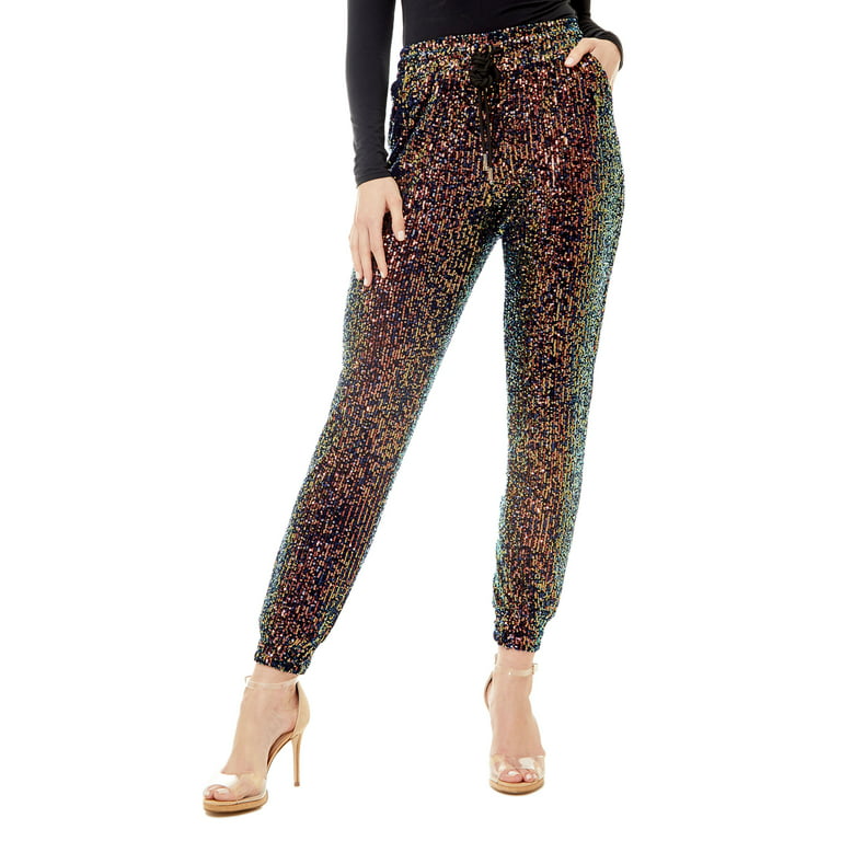 Rich and Famous Women's Amora Holiday Sequin Jogger