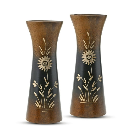 Rich and Natural Flower Mango Tree Wood Set of 2 Flower Vase