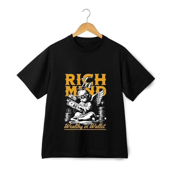Rich in Mind Angel Wealth Money Cash Urban StreetwearUnisex T-Shirt ,up to size 5XL