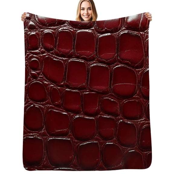 Rich red crocodile leather texture Flannel Blanket Warm Soft Bedding Throws Winter Camping Chair Sofa Bed
