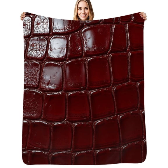 Rich red crocodile leather texture Soft Blanket Travel Bedding Throws Flannel Bedspread Sofa Bed Cover