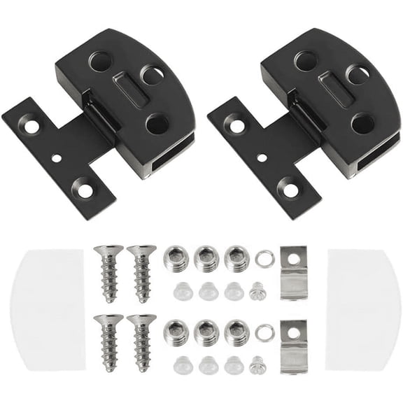 RichLink 1 Set Glass Door Hinge Cupboard Display Wine Hinges Furniture Hardware Hinge for 5-8Mm Glass Door Cabinet,2Pc Black