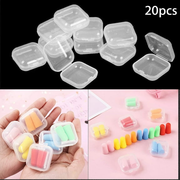 RichLink 20Pcs Mini Transparent Plastic Small Box Hook Jewelry Earplug Storage Box