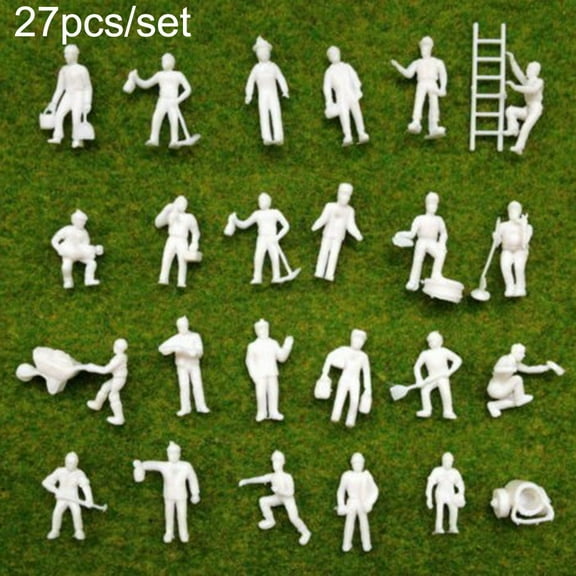 RichLink 27Pcs 1:87 Model Miniature White Figures Architectural Model Human Scale Model Abs People Kids Toys Home Decor
