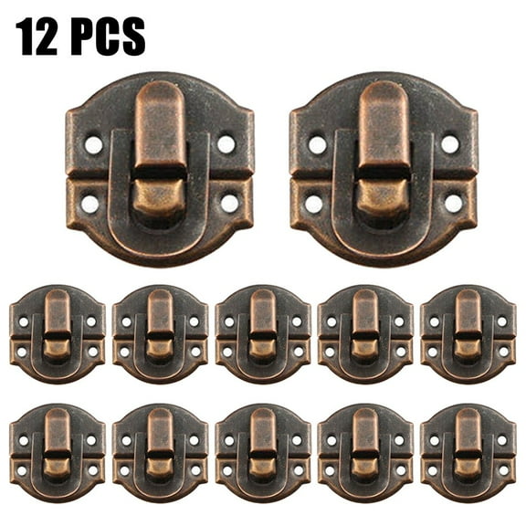 RichLink 5/12Set Jewelry Box Hasp Clasp Suitcase Wood Chest Cabinet Decorative Lock Latch Vintage Case Buckle Lock Decorative Hardware,Red Copper 12Pcs