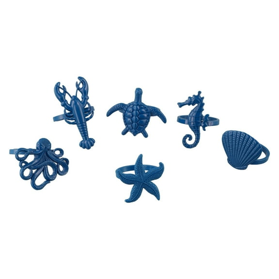 RichLink 6Pcs Napkin Rings Marine Design Starfish Shells Lobsters Type Napkin Button for Home Decor Dining Table Banquet Family Gathering