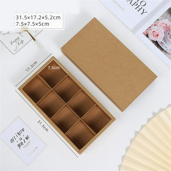 RichLink 8 Cupcake Packaging Box Kraft Paper Muffin Cake Box 80G Mooncake Box