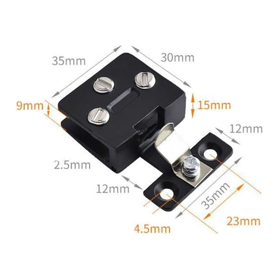 RichLink Glass Door Hinge Zinc Alloy Cupboard Display Cabinet Gate Clamp Furniture Hardware for 5-7Mm Glass Glass Door Cabinet,Black
