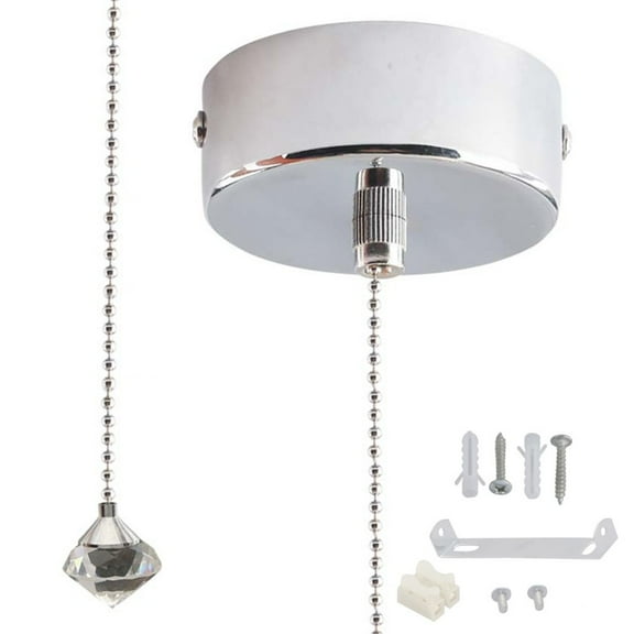 RichLink Pull Cord Light Switch Pendant Bathroom Pull Cord Switch100Cm Cord Pull String,Chrome