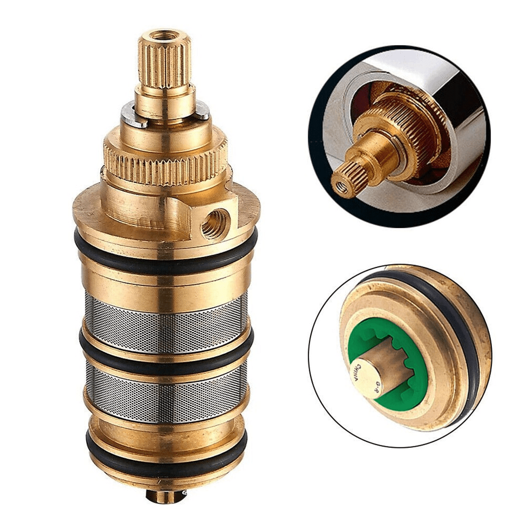 RichLink Replacement Brass Thermostatic Cartridge Shower Mixer Valve Bar Repair Kit Replacement Plumbing Part for Thermostatic Faucet