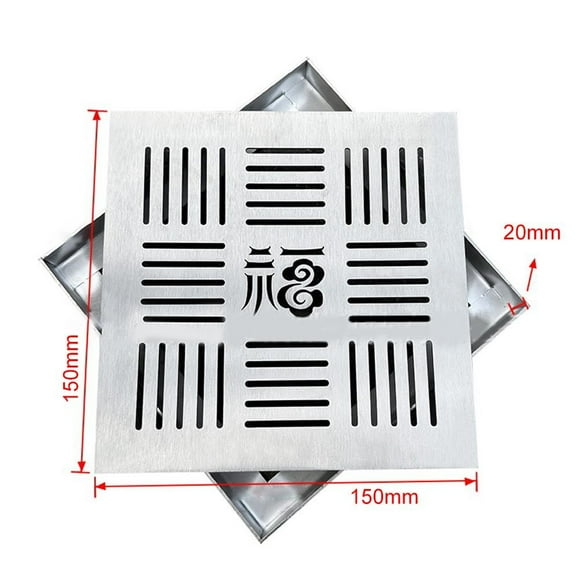 RichLink Stainless Steel Drain Grate Outdoor Drainage Cover Channel Grate Rainwater,150*150*20*2Mm