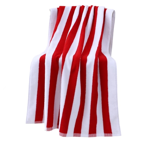 RichLink Stylish Striped Cotton Lounge Chair Covers with Pocket for Beach & Pool!,Red 76*180