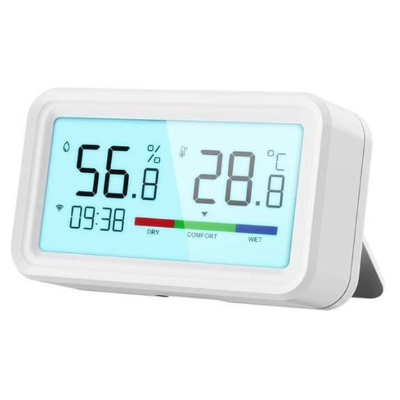 RichLink for Tuya for Zigbee Temperature Humidity Sensor with Screen Time Display indoor,White