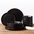 thumbnail image 1 of RichMount Mercury Stoneware Dinnerware Set, 12-Piece, Matte Black, 1 of 8