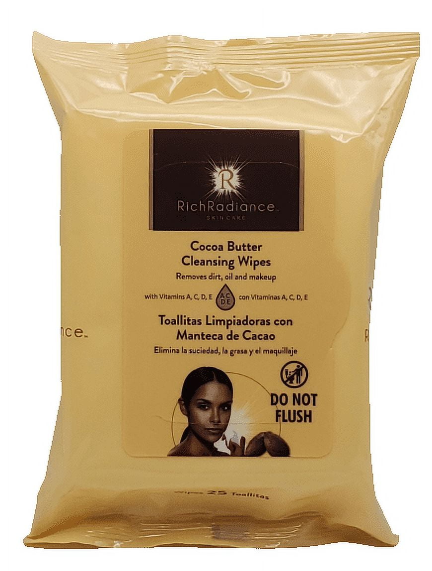 RichRadiance Cocoa Butter Cleansing Wipes, 25ct. 1 Pack
