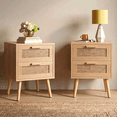 thumbnail image 1 of RichYa Rattan Nightstand Set of 2, Side Tables with 2 Storage Drawers, End Table Night Stand for Bedroom,Kids Room, 1 of 12